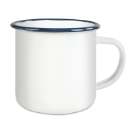 Cana emailata alba cu margine albastra