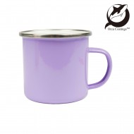 Cana metal emailata Light Violet cu margine Argintie