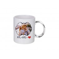 Cana alba cu toarta argintie Cana alba cu toarta argintie