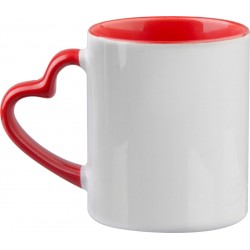 Cana color rosu cu toarta inima